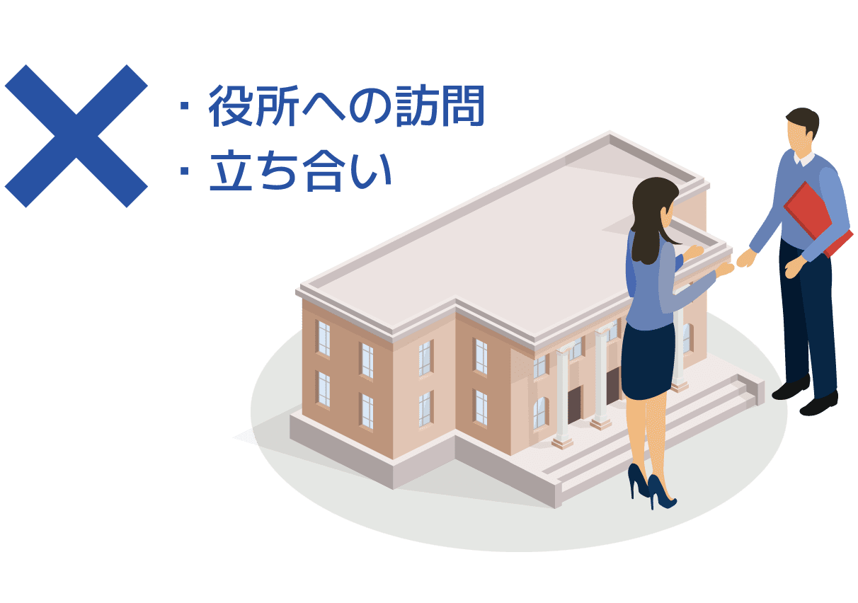 役所への訪問及び立ち合いが不要